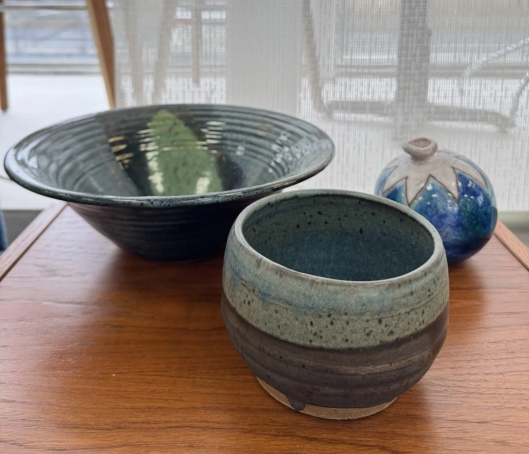 Assorted Handcrafted Ceramic Vessels in Tones of Blue