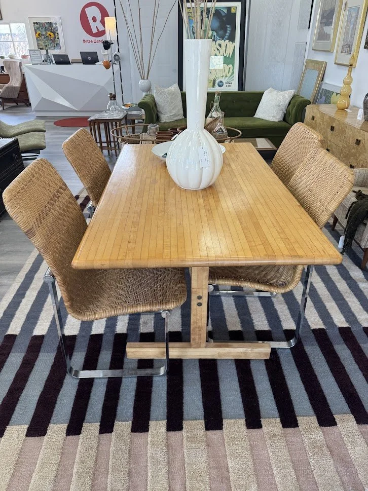 Vintage Solid Maple Trestle Table 60"x36"x30"h