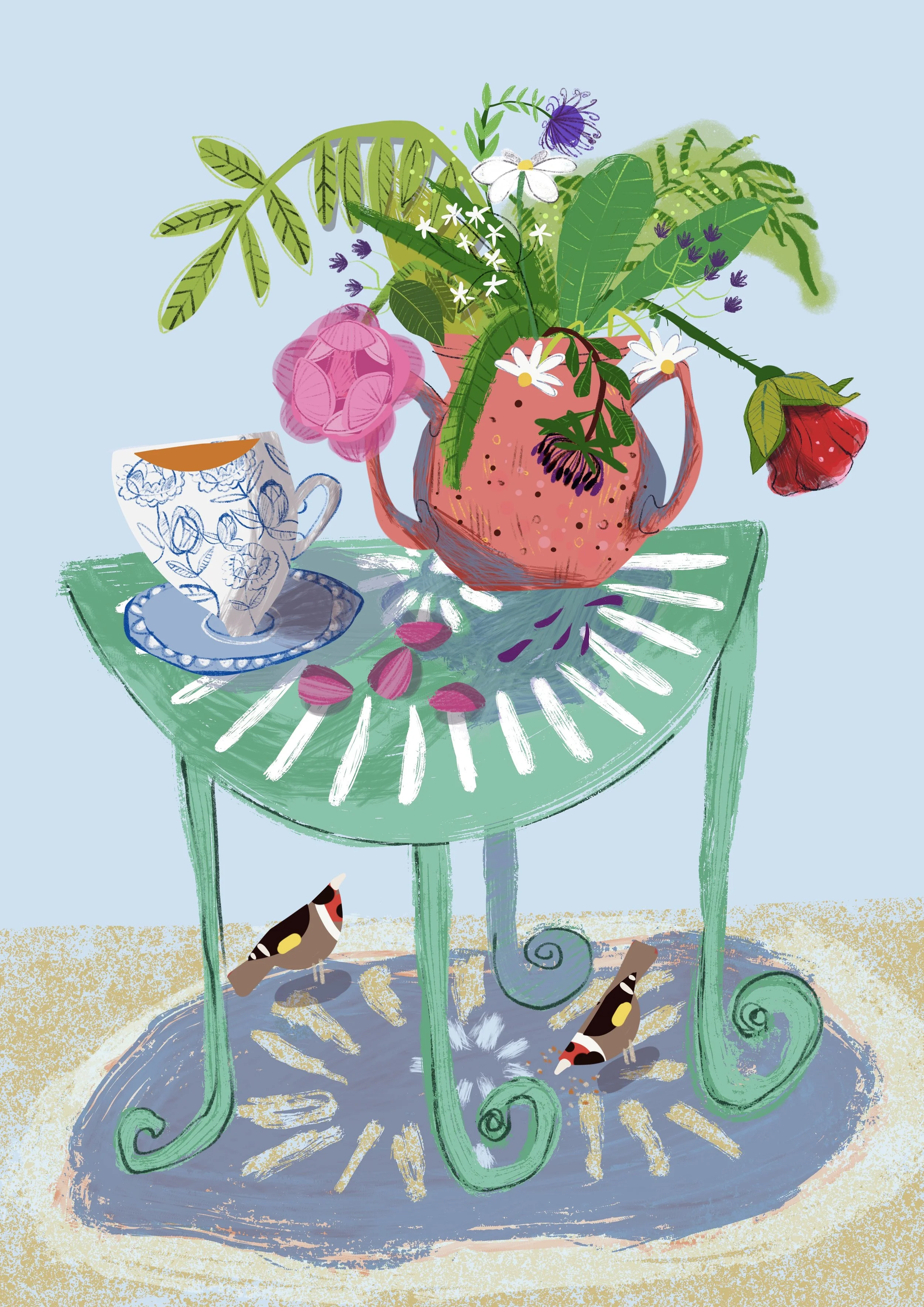 Summer Table With Gold Finches (unframed)