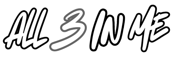Text reads 'ALL 3 IN ME' in stylized font with a black and white color scheme
