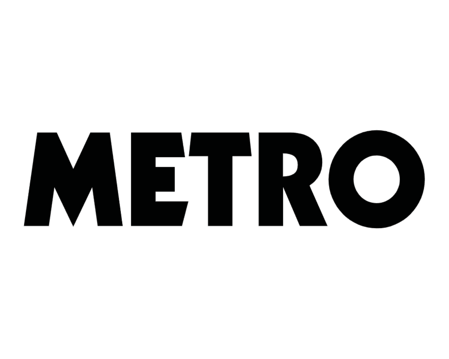 Black text spelling 'METRO' on a white background.