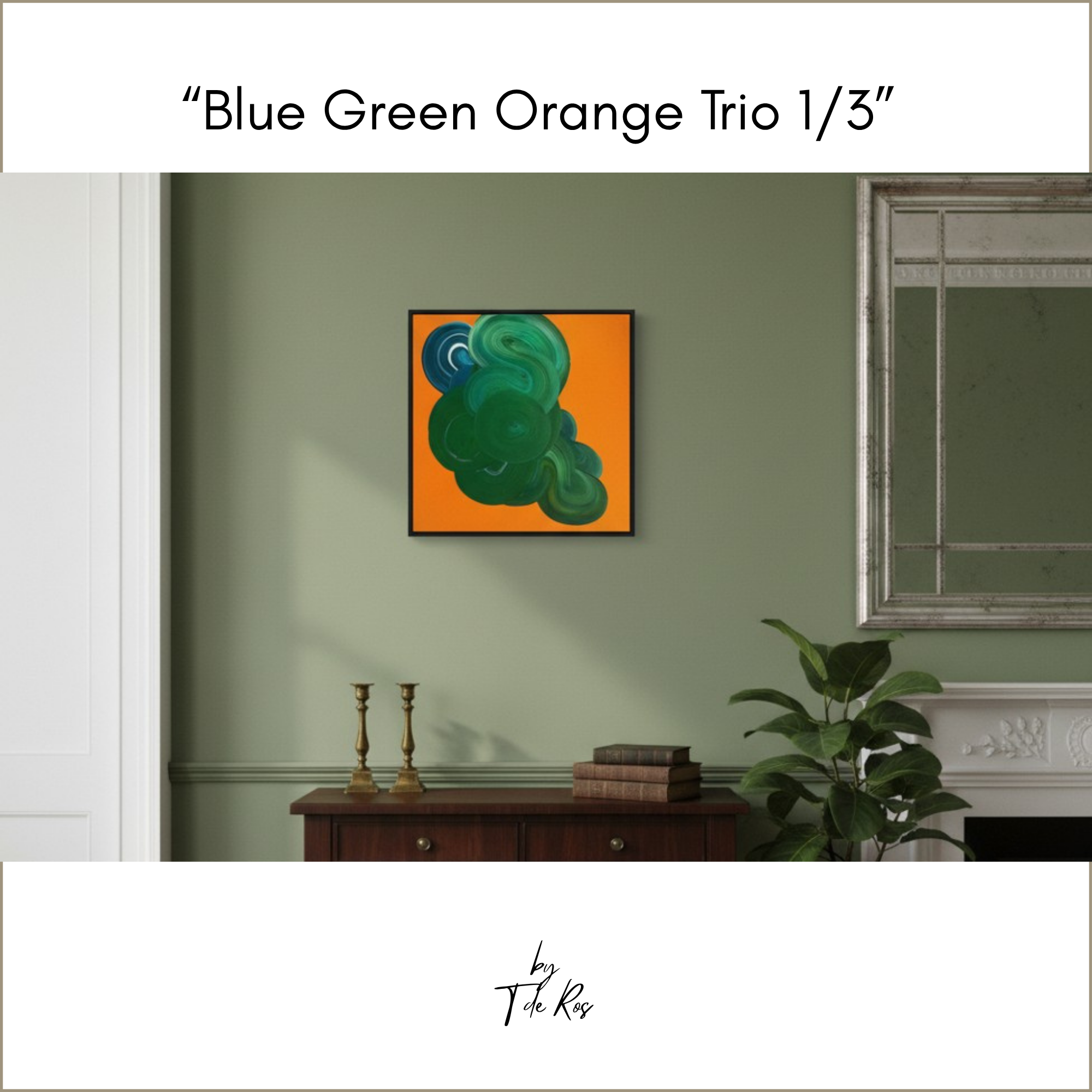 Three paintings created from the same three colors of Blue, Green and Orange | Acrylic on canvas |  30 x 30 cm.