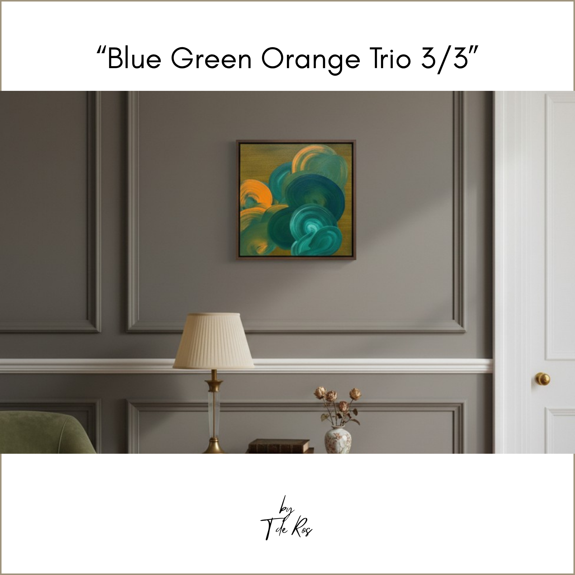 Three paintings created from the same three colors of Blue, Green and Orange | Acrylic on canvas |  30 x 30 cm.