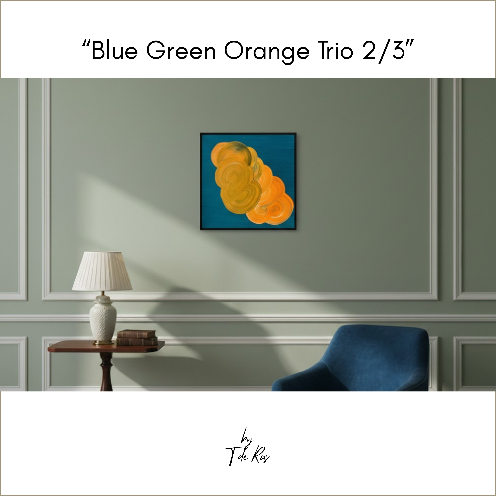 Three paintings created from the same three colors of Blue, Green and Orange | Acrylic on canvas |  30 x 30 cm.