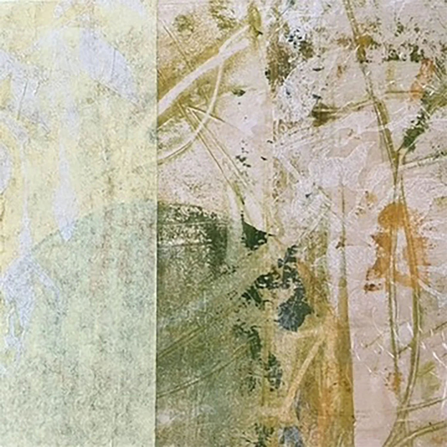 Diurne 3 of 3, 2025, Monotype and relief print collage on birch cradle board, 25 x 25 cm
