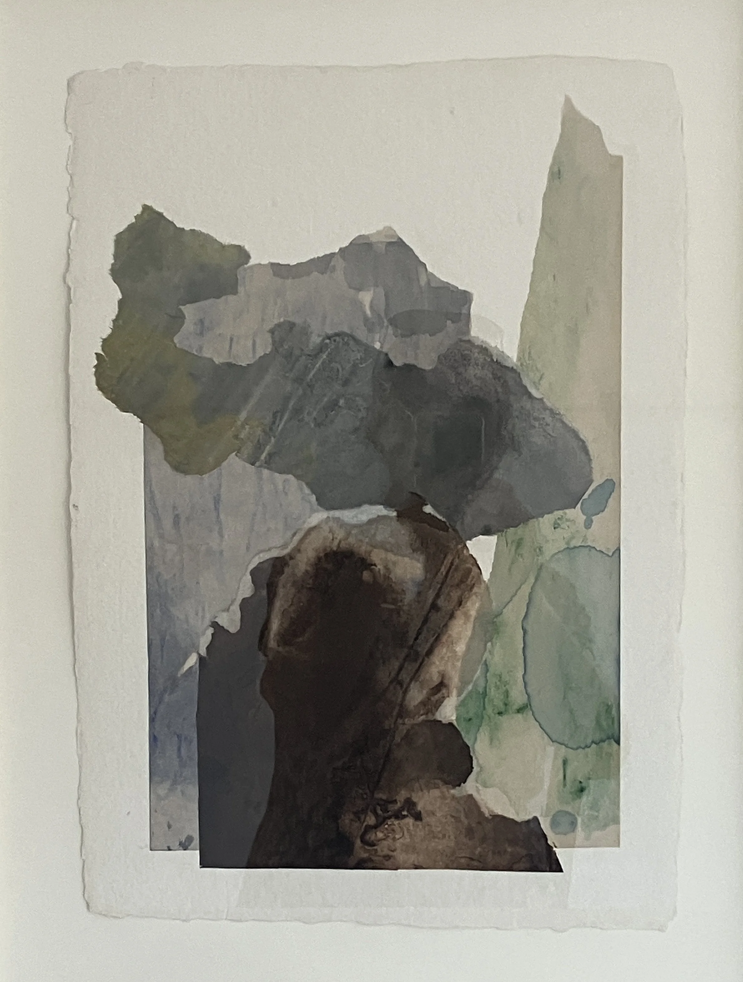 Rain IV, 2026, Monotypes on Wenzhou paper,, natural inks and collage on handmade watercolour paper,  42 x 30 cm 