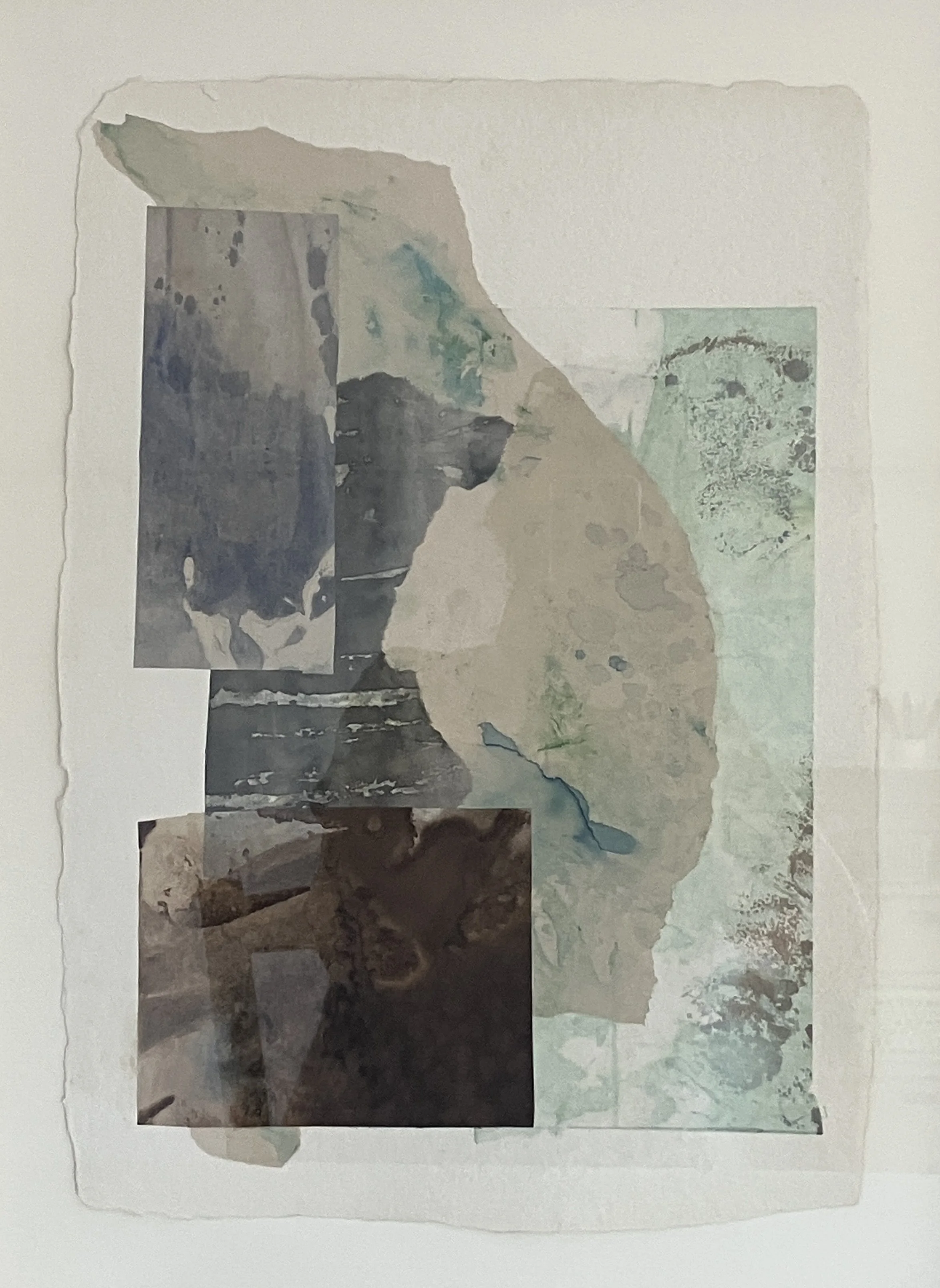 Rain III, 2026, Monotypes on Wenzhou paper,, natural inks and collage on handmade watercolour paper,  42 x 30 cm 