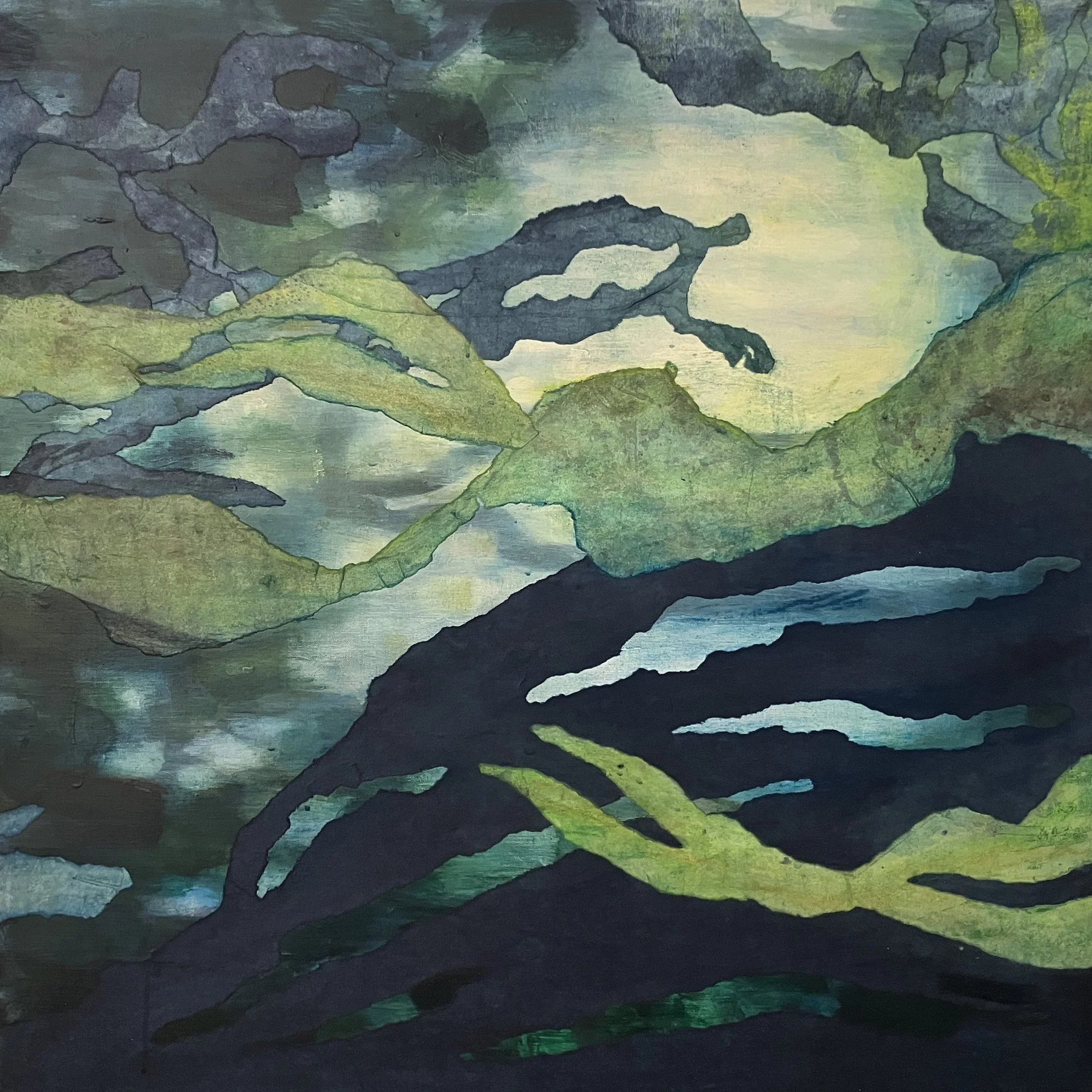 Under the Surface 2 of 3, 2026, Mixed media on canvas, 80 x 80 cm