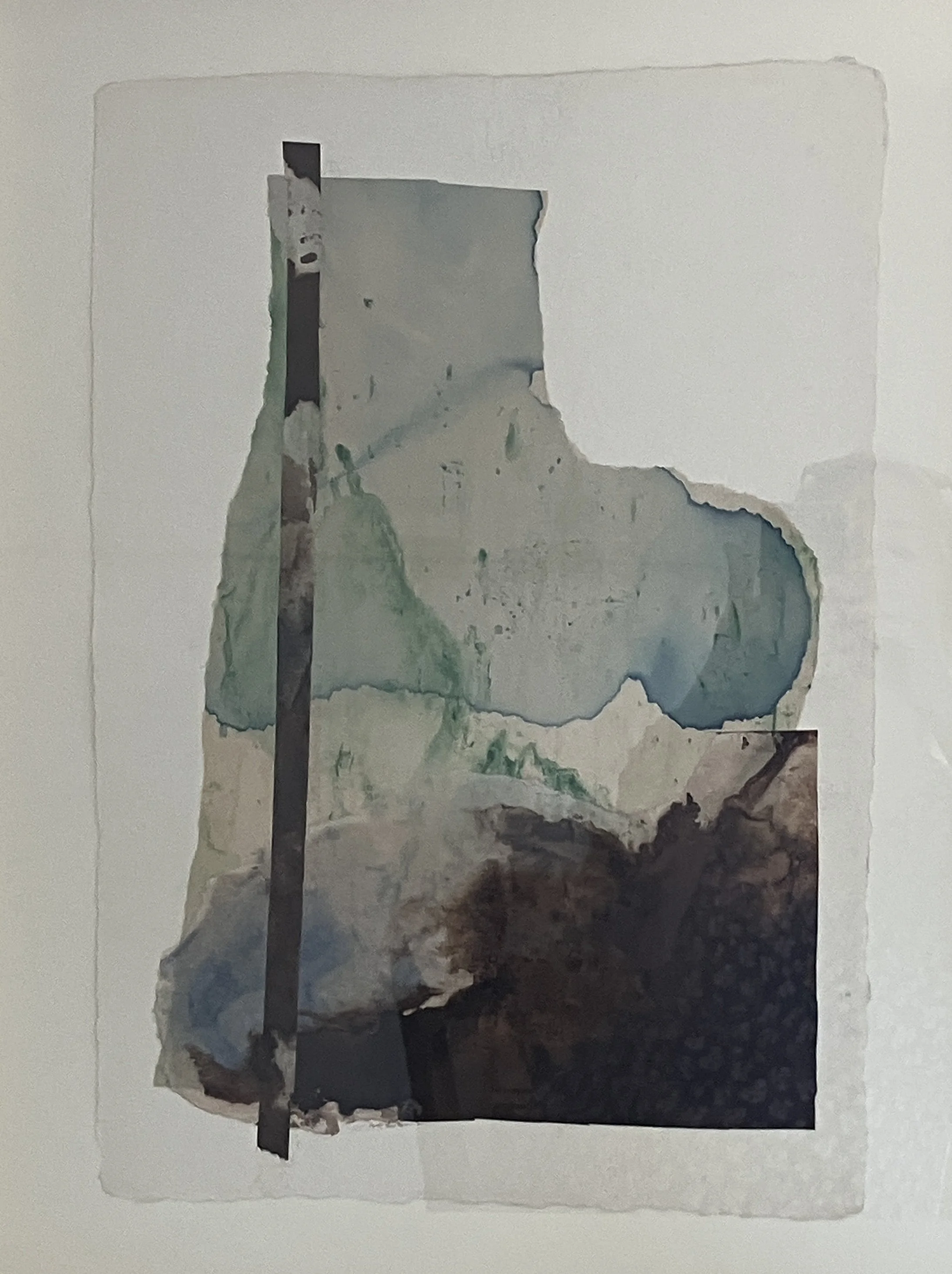 Rain I, 2026, Monotypes on Wenzhou paper,, natural inks and collage on handmade watercolour paper,  42 x 30 cm 