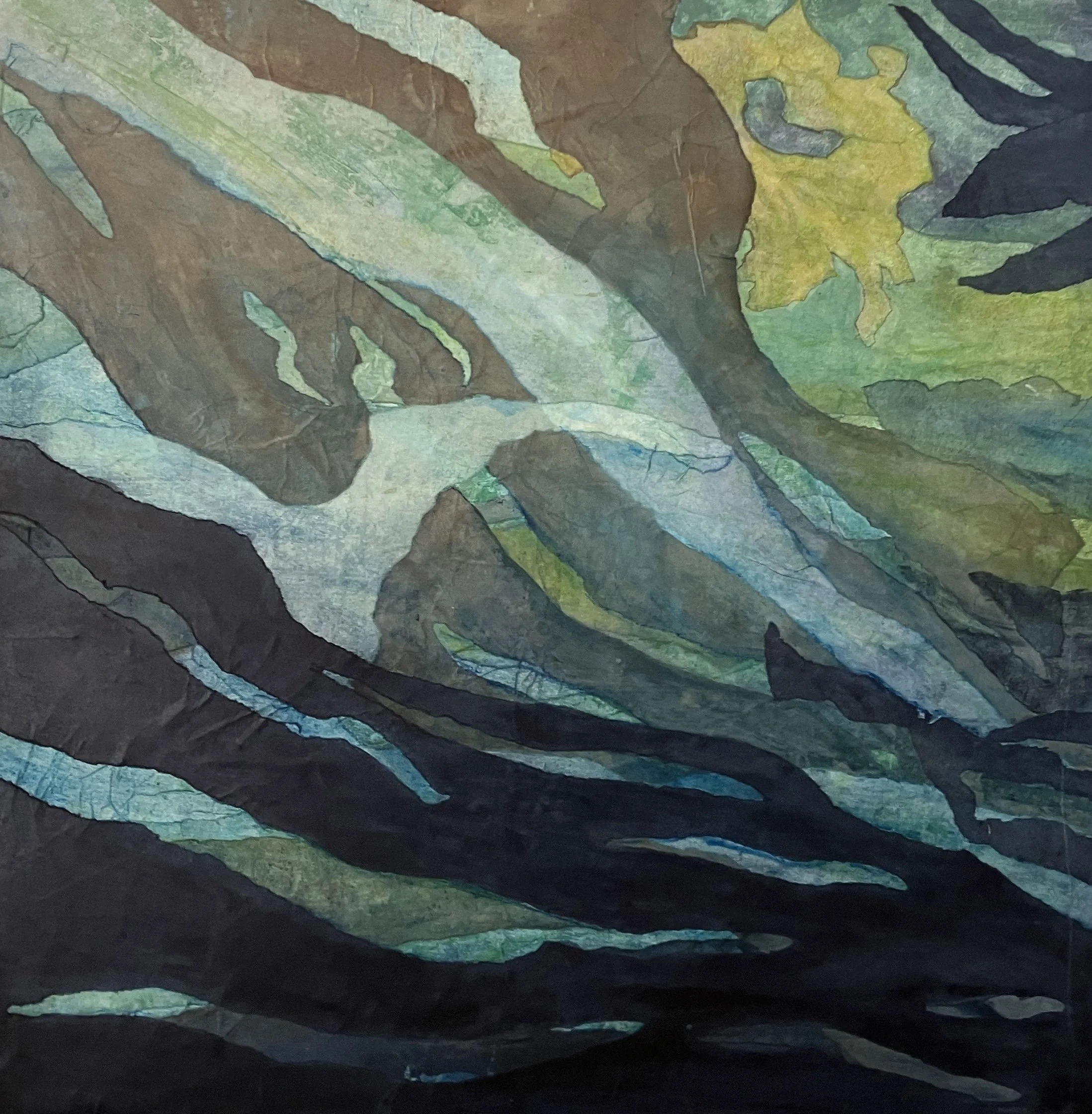 Under the Surface 1 of 3, 2026, Mixed media on canvas, 80 x 80 cm