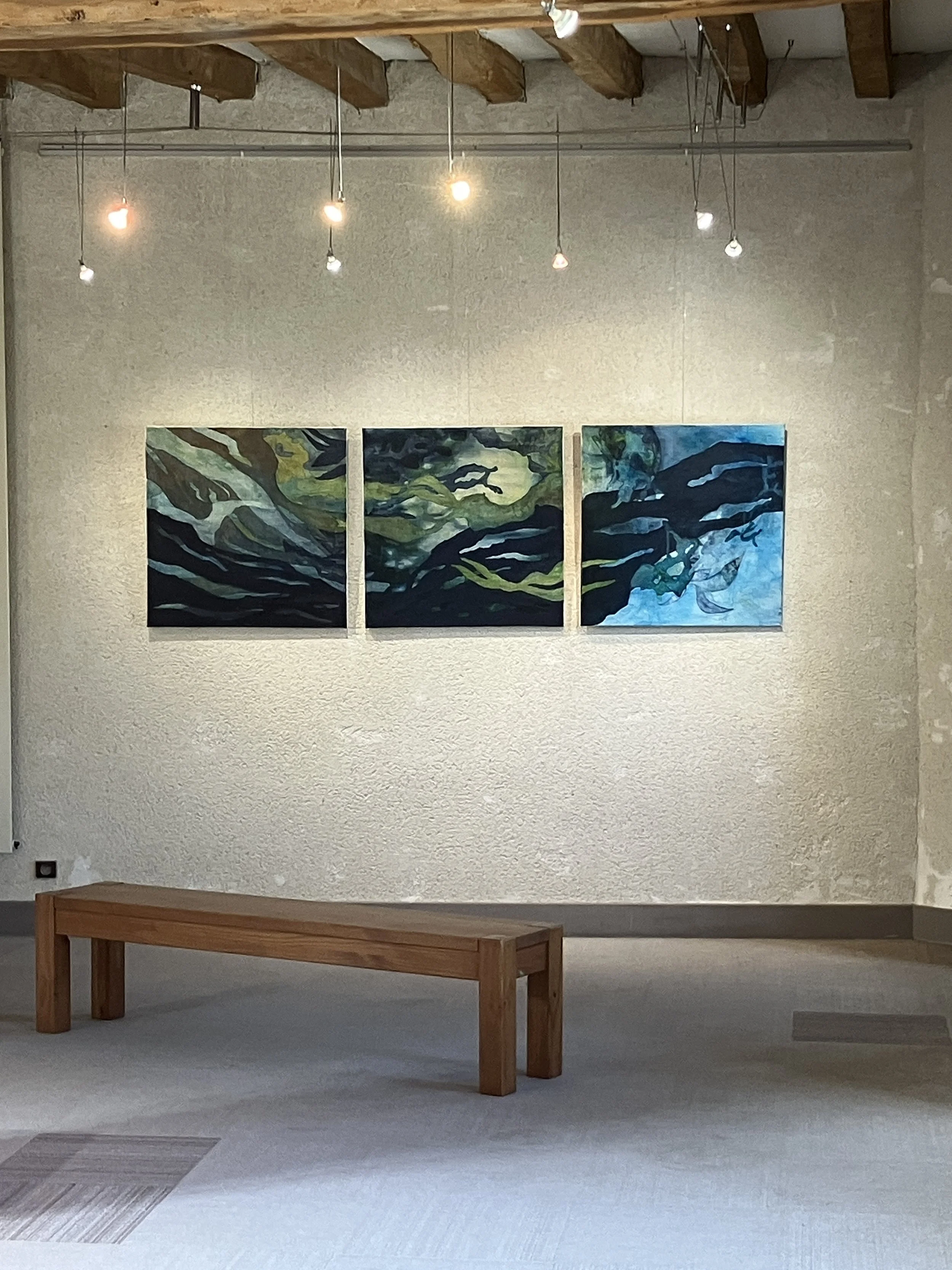 Under the surface (triptych), 2026, 240 x 80 cm (each 80 x 80 cm)