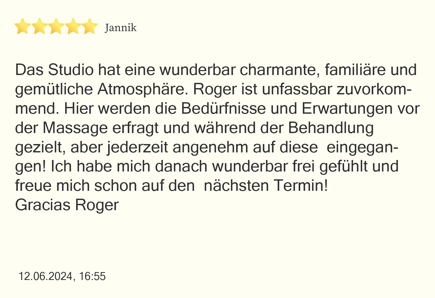 Client review of Atabey Massage