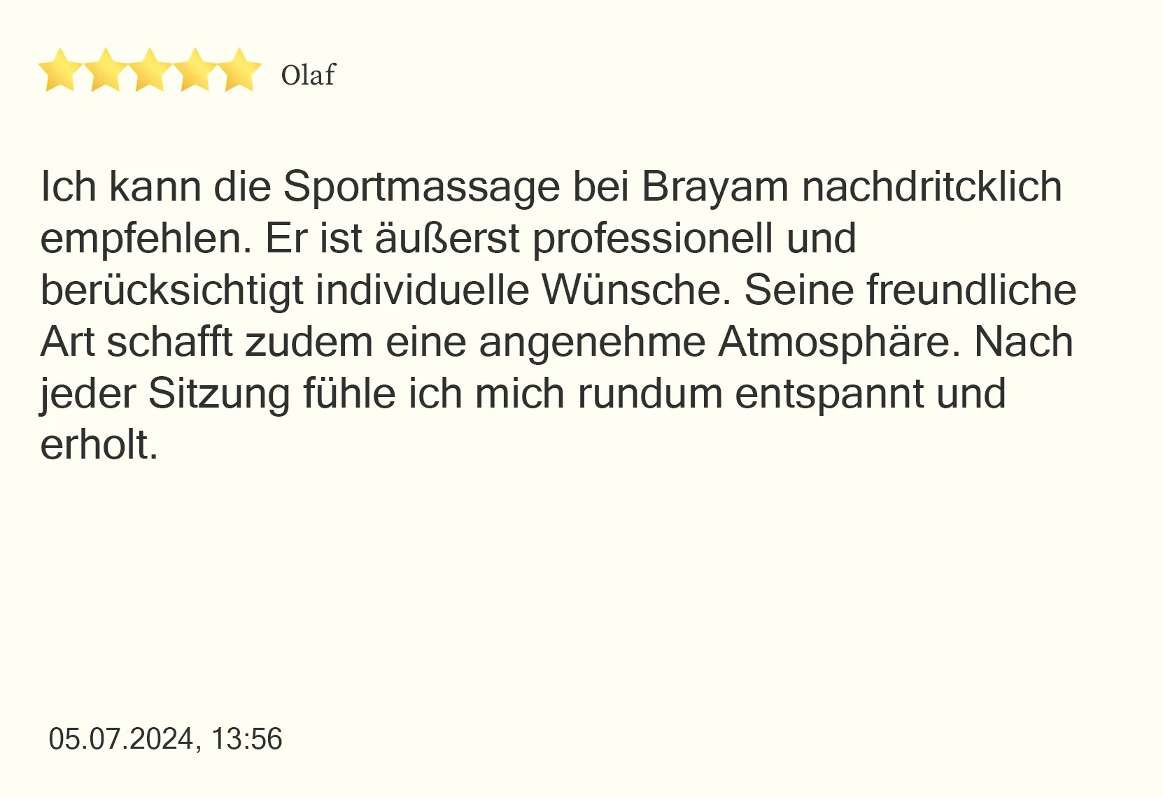 Client review of Atabey Massage