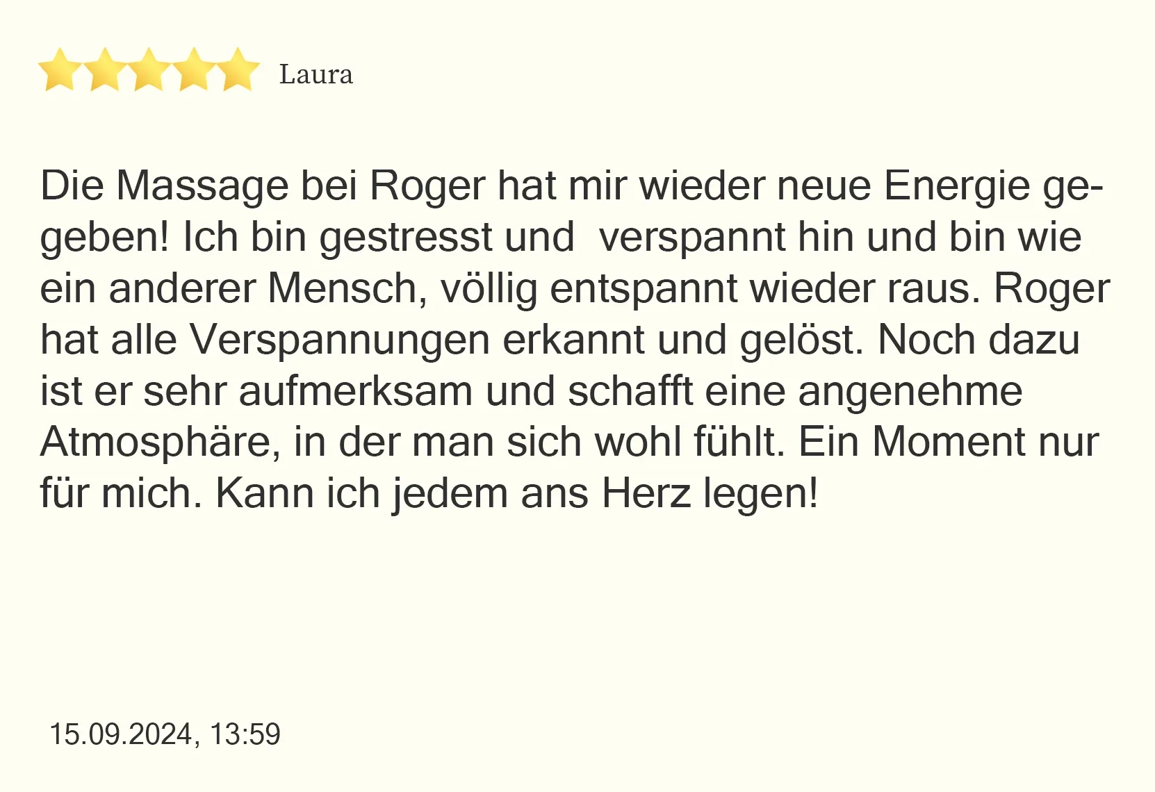 Client review of Atabey Massage