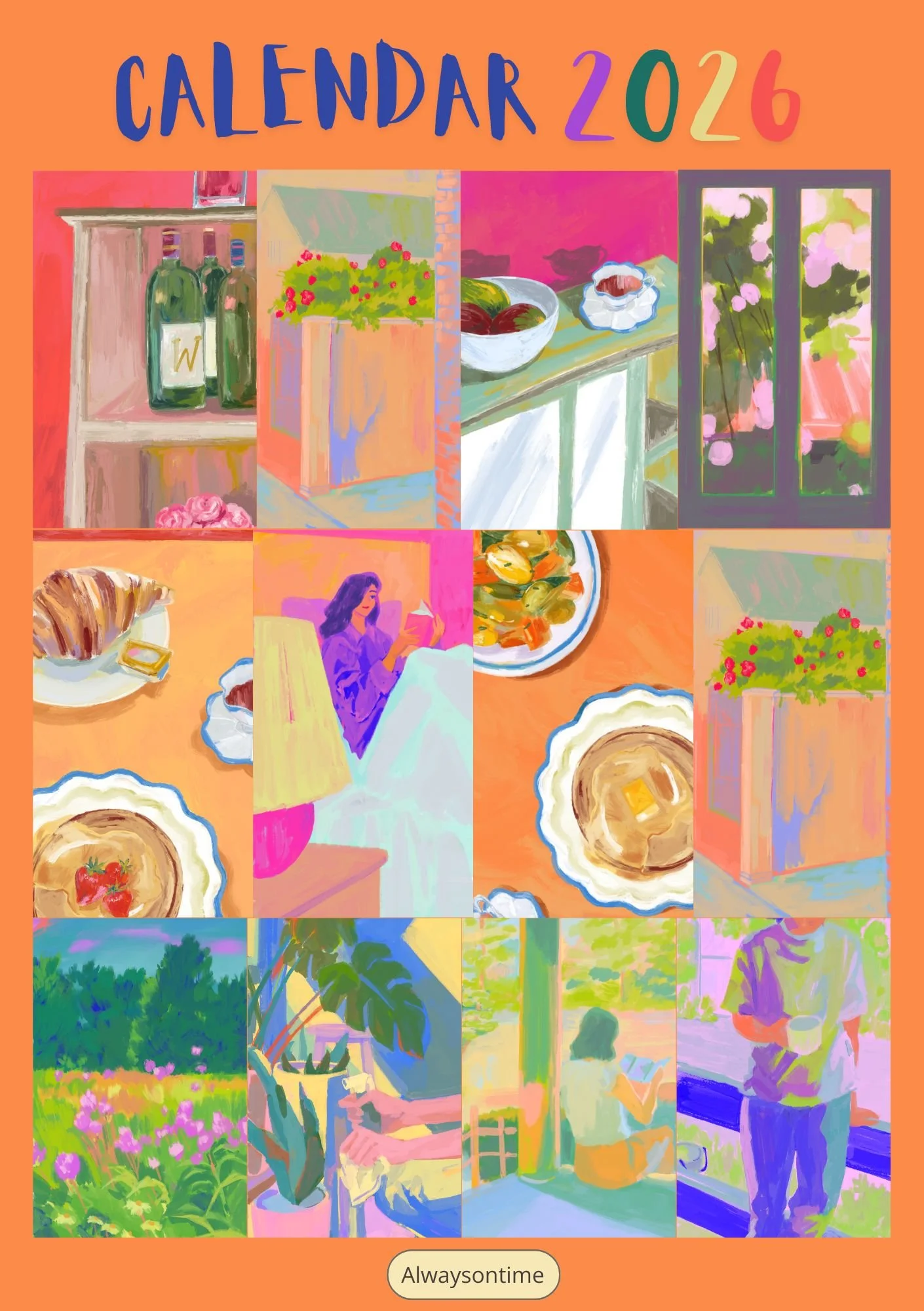 Green and Pink Illustrated Scenic Wall Calendar (29.7 x 21 cm) (42 x 29.7 cm) (14.8 x 21 cm) (1).jpg