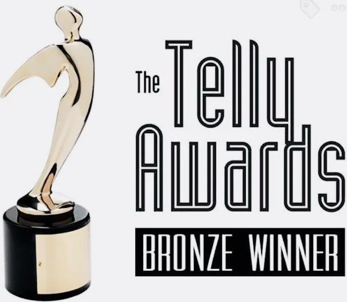 Telly Awards bronze winner trophy and logo.