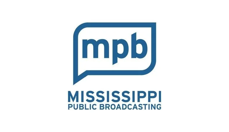 Mississippi Public Broadcasting logo with the initials 'mpb' in a speech bubble and 'MISSISSIPPI PUBLIC BROADCASTING' written below.