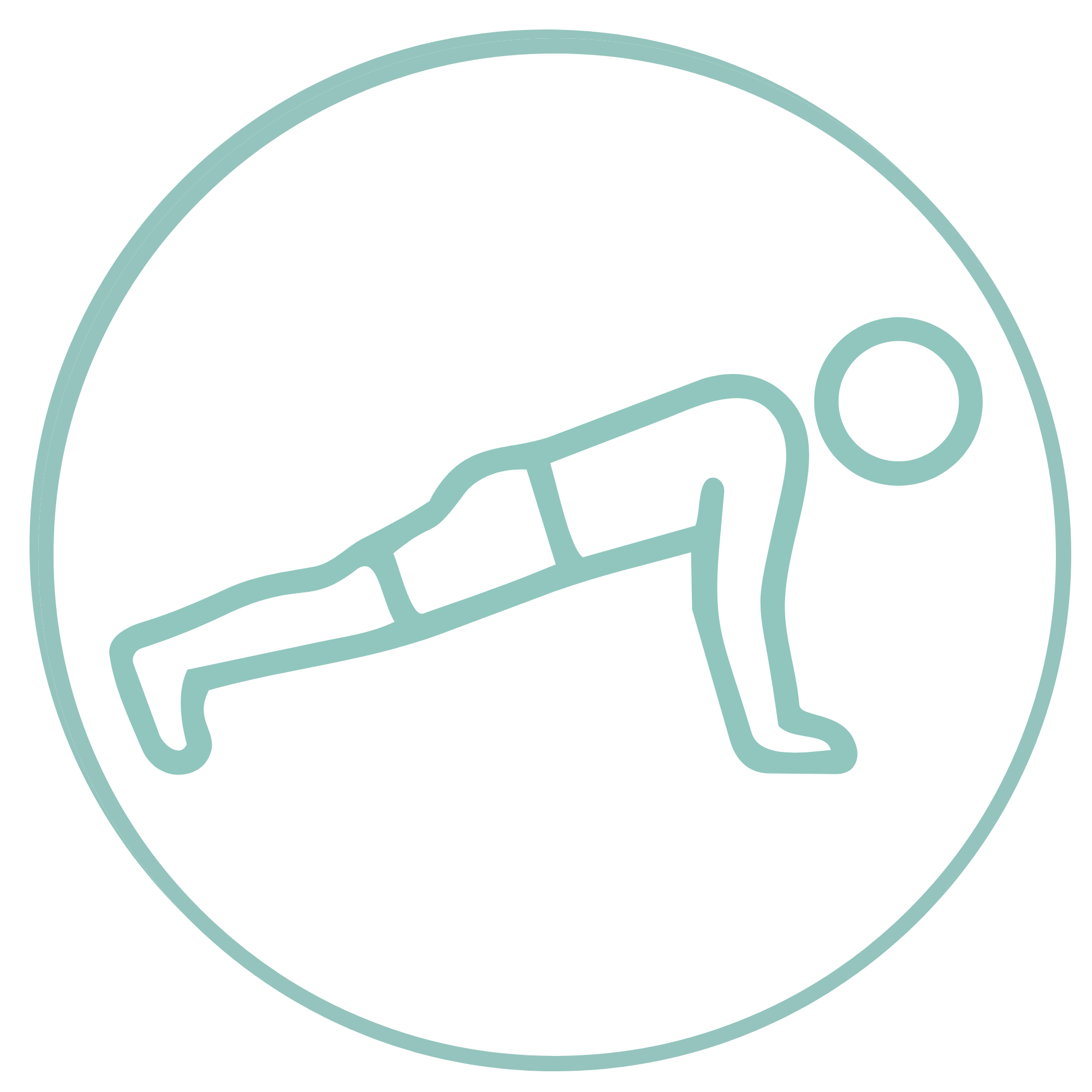 Line drawing of a person doing a plank exercise demonstrating core strength.