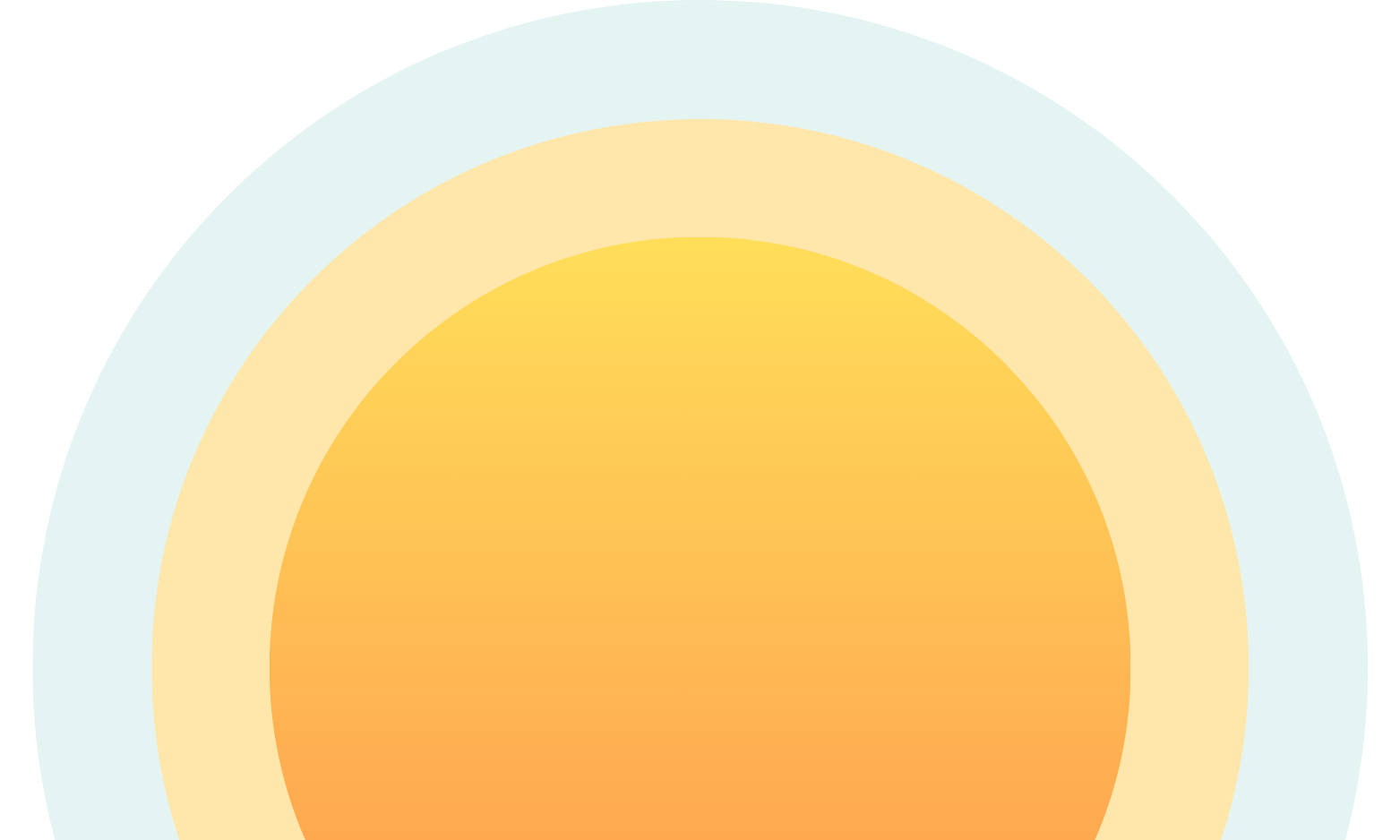 A stylized graphic of a sun with a gradient from yellow to orange, surrounded by light blue and white radiating layers.