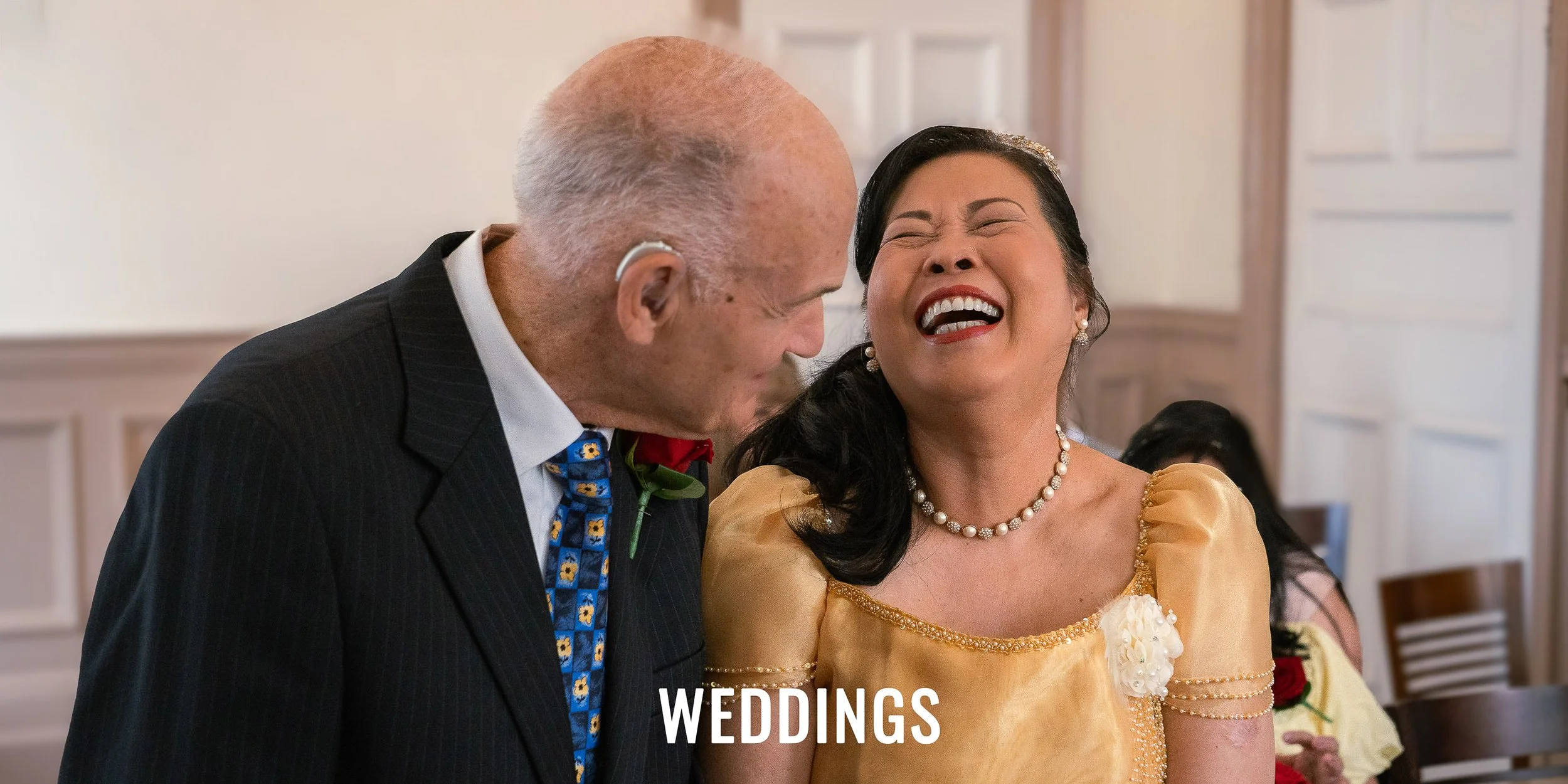 Older happy couple getting married