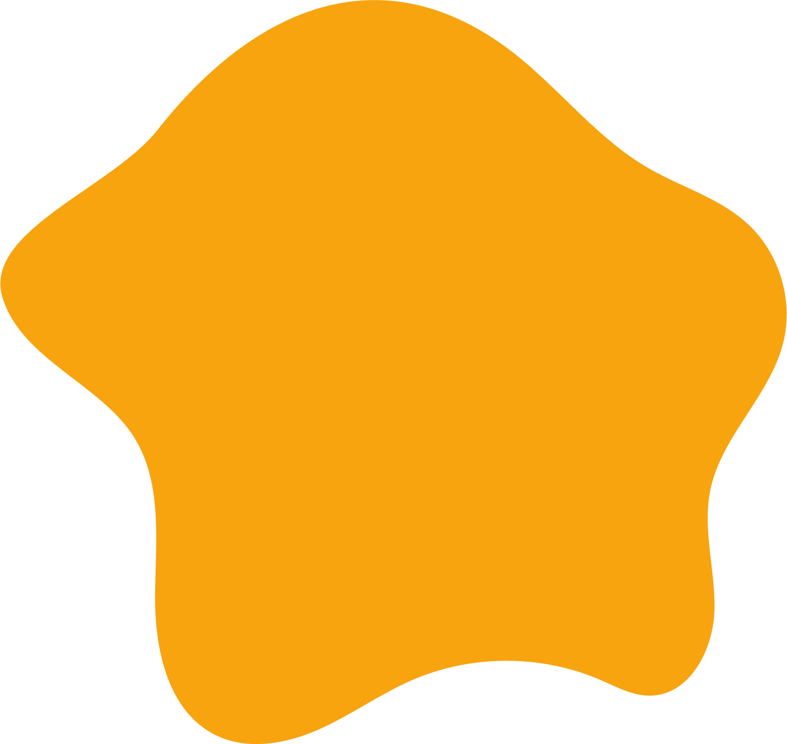 A stylized orange star shape with rounded edges.