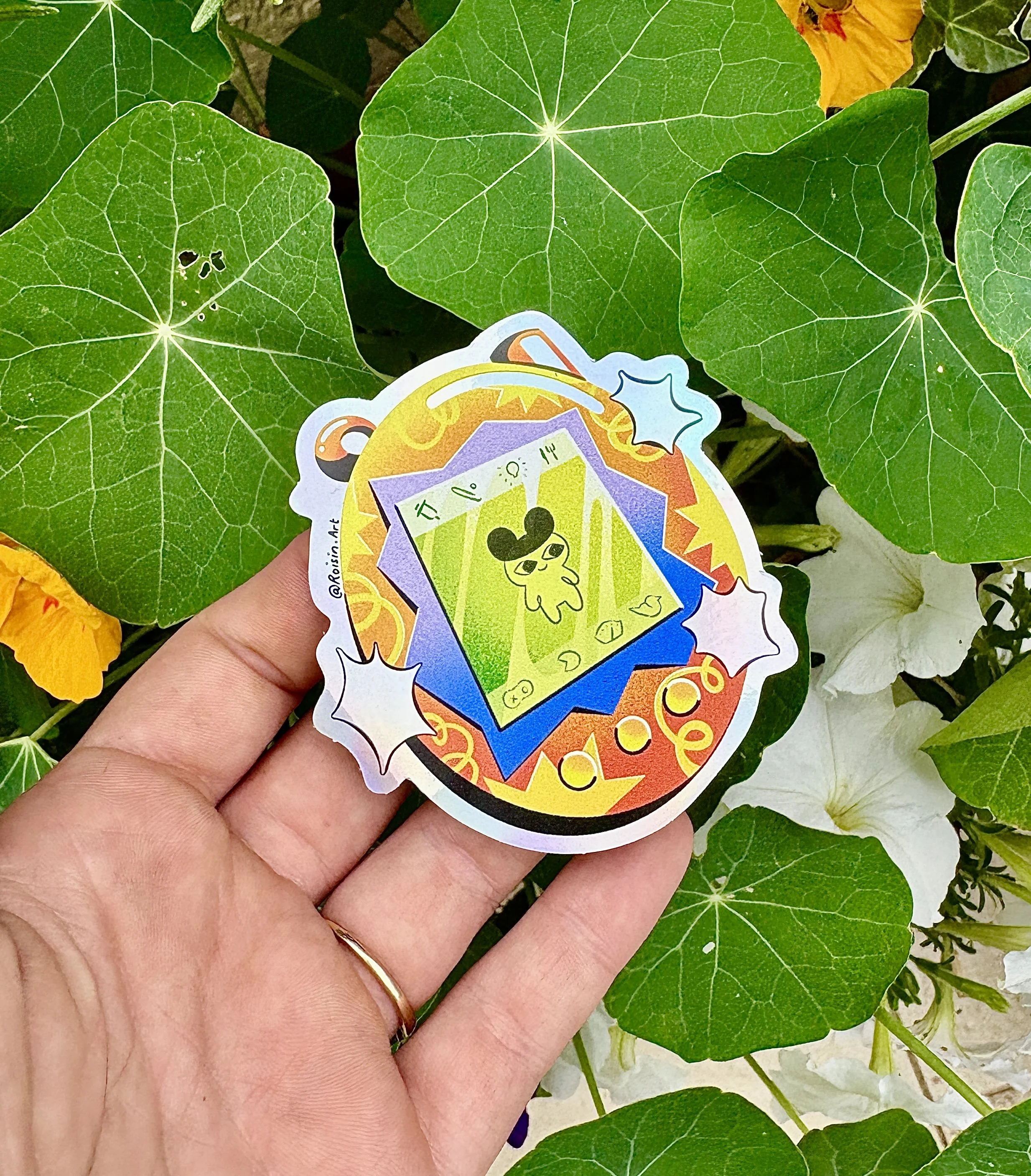 Holographic Tamagotchi Sticker
