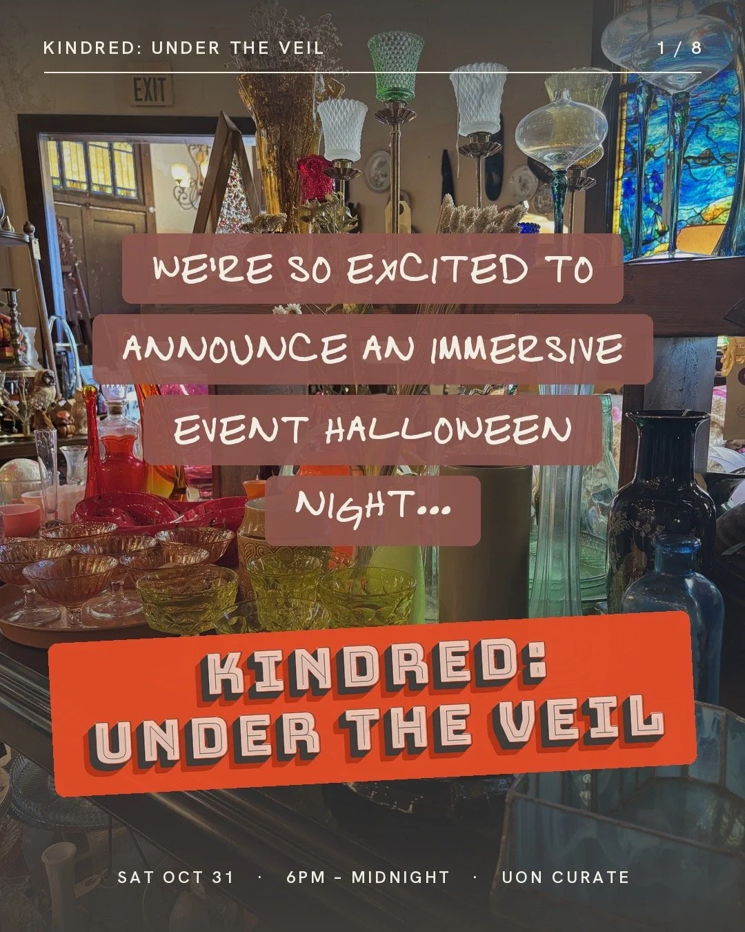 You're invited to the gathering we've dreamed about since we first opened our doors.
 
🩷&hearts;️🧡💛💚🩵💙💜
 
Kindred: Under the Veil
Saturday, October 31 &middot; 6pm to midnight &middot; the sanctuary at UON curate
 
On Samhain &mdash; the night