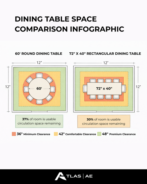 Average Dining Room Size | Space Planning Guide — AtlasAE