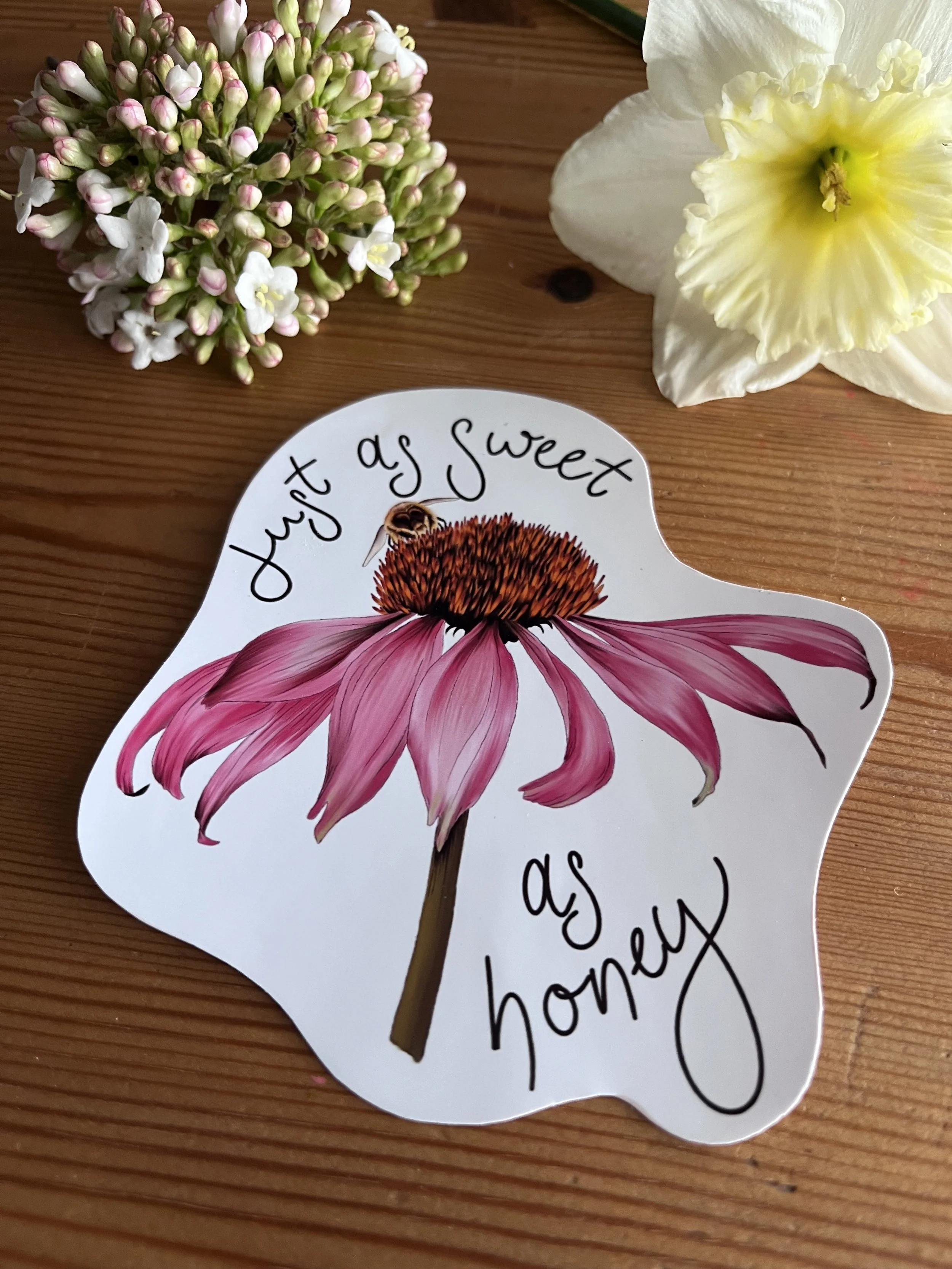 Bumblebee and echinacea sticker.