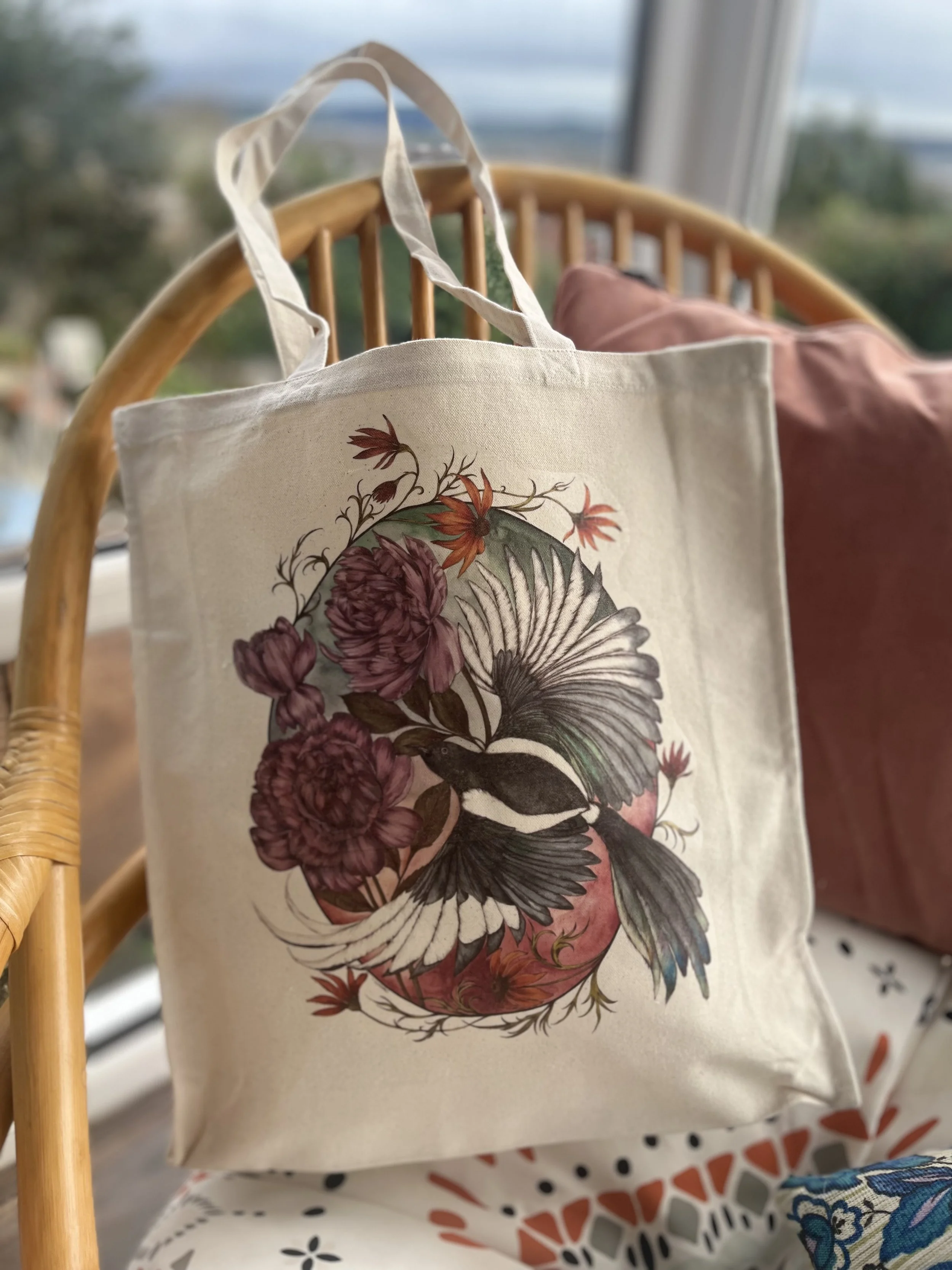 Magpie tote bag - Cotton canvas tote bag