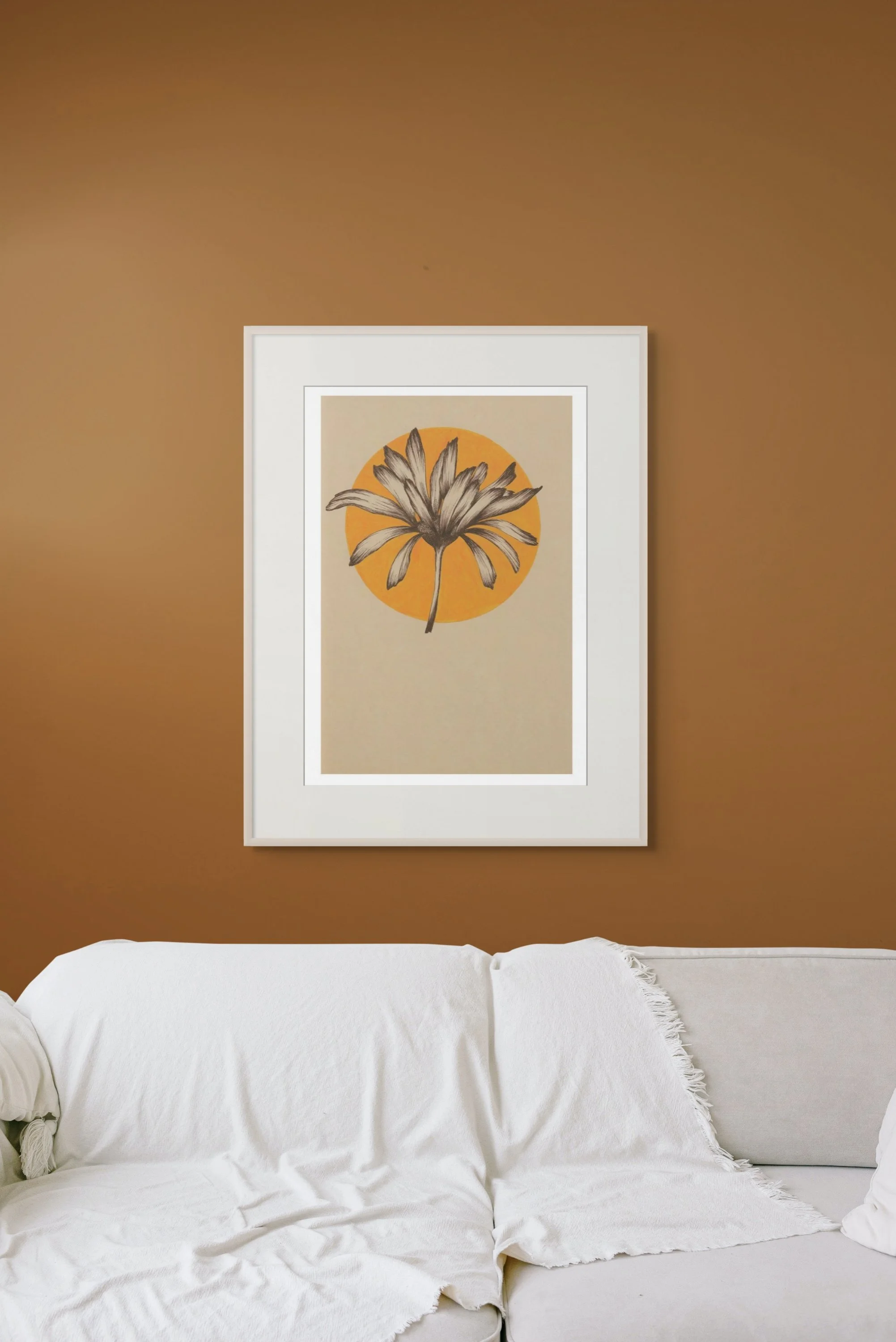 Bright yellow daisy fine art print - brightly coloured wall art