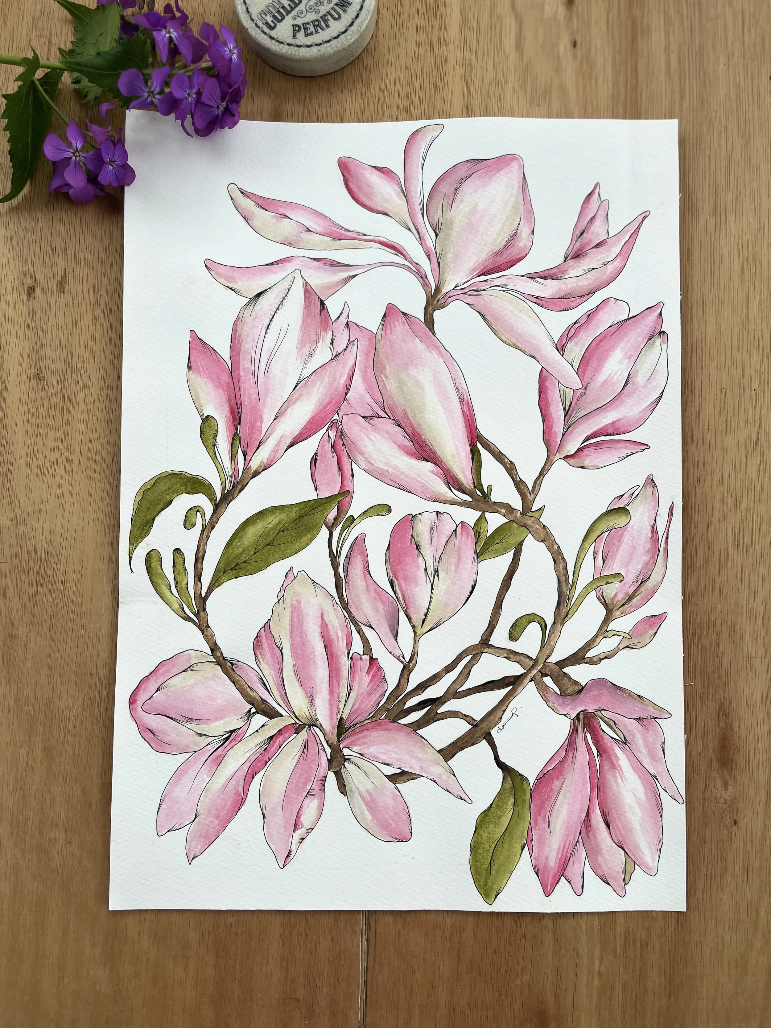 Magnolia original art - original watercolour painting.