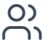 Icon of two stylized human figures side by side, representing people or social connection.