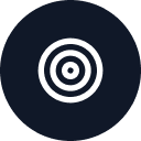 Black background with white concentric circle target symbol