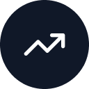 An upward trending arrow representing growth or increase.