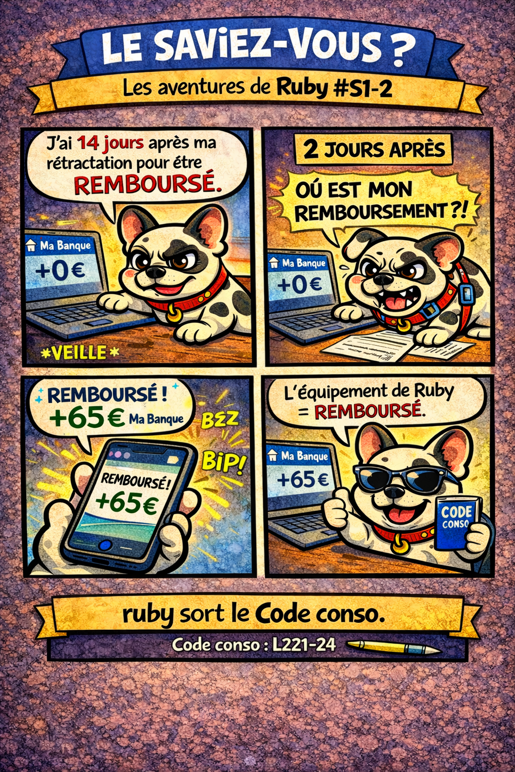 Remboursement après rétractation : délais, preuves à conserver et relance écrite (L221-24).