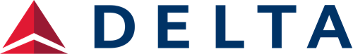 Delta Airlines logo with red triangle and blue text.