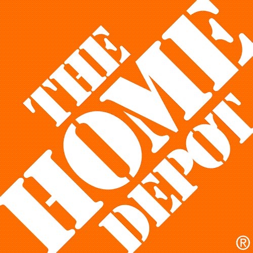 The Home Depot logo with white text on an orange background.