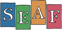 Colorful blocks spelling out 'SEF' in uppercase letters.