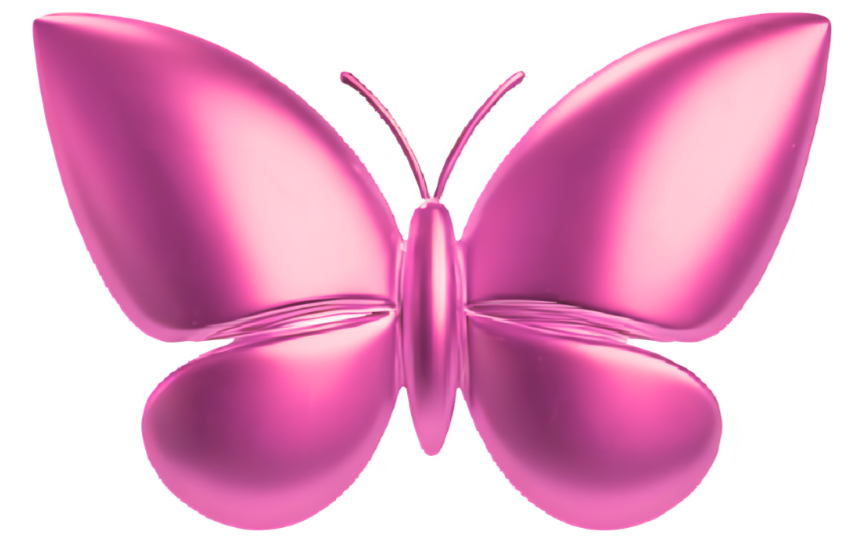 Pink metallic butterfly with outstretched wings