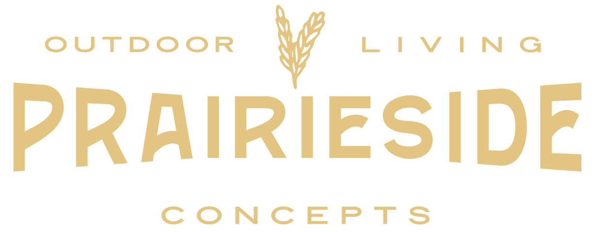 Outdoor living Prairie'side concepts logo with text and a wheat symbol.