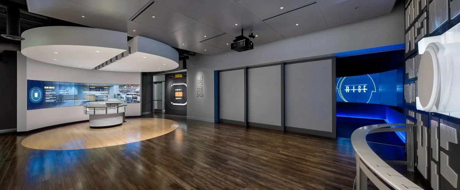 Event mode: The custom wall can also fully retract for game nights, parties, or large group events
