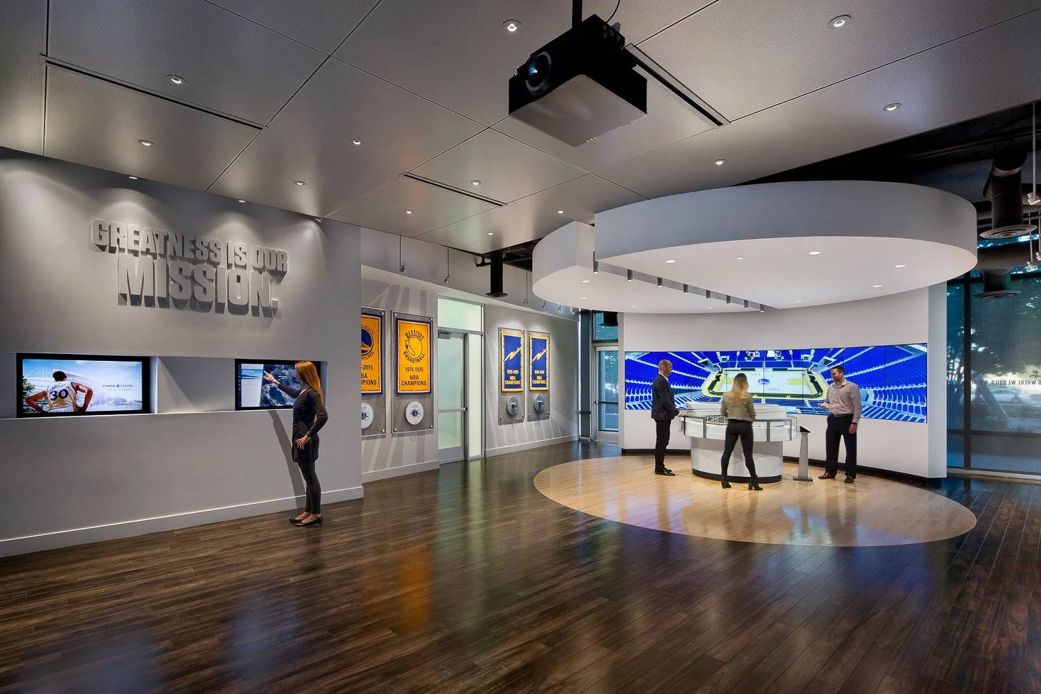Touch-screen monitors enable visitors to navigate amenities and offerings