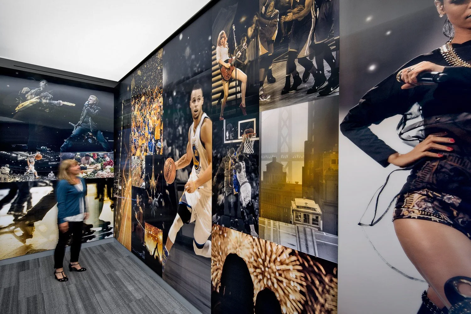Transition: A "palette cleanser" space intended to create intrigue and suspense. Visitors are exposed to lenticular imagery and sounds of forthcoming entertainers and events
