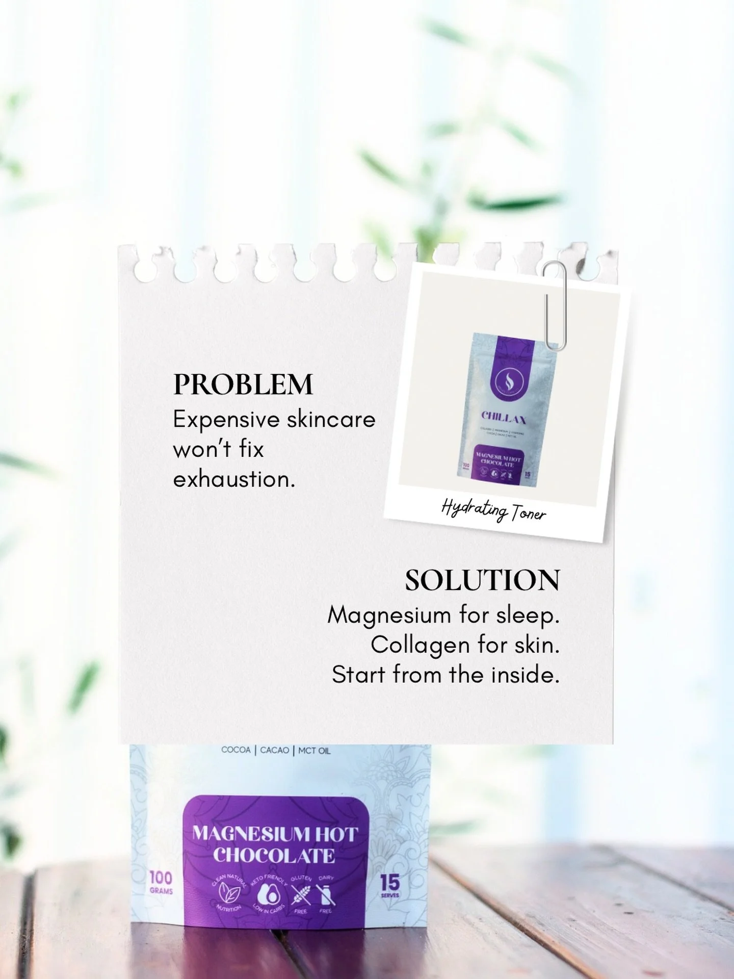 Expensive skincare won&rsquo;t fix exhaustion.

If your body is running on poor sleep and stress, your skin will show it.

Real skin health starts with the foundations:

Better sleep.
Lower stress.
Daily collagen support.

Magnesium helps calm the ne