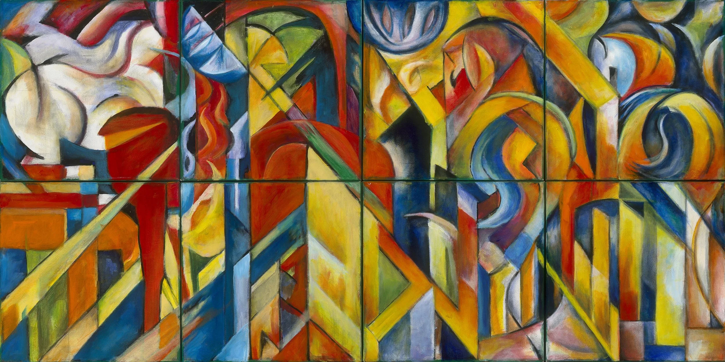 Polyptych Study after Franz Marc, Stables (Stallungen)