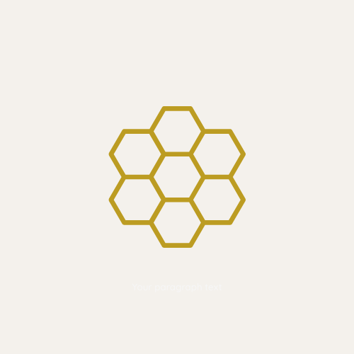 Seven interconnected gold honeycomb hexagons on a light background.