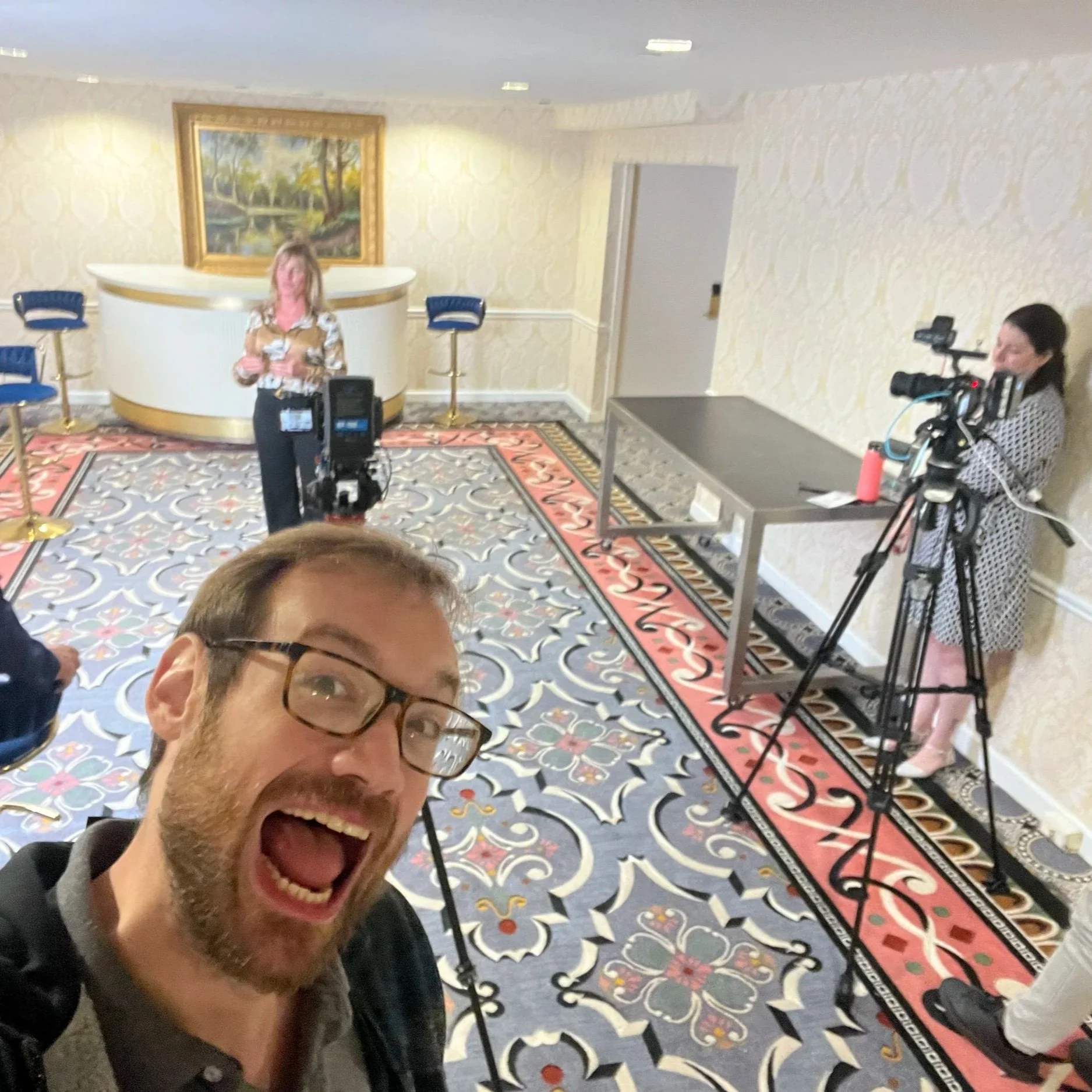 Bryan Croson owner of Triangle Productions taking a selfie of a Video Production shoot