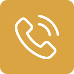 Icon of a yellow phone receiver with sound waves.