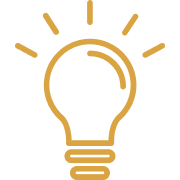 A simple illustration of a light bulb with rays emanating from it.
